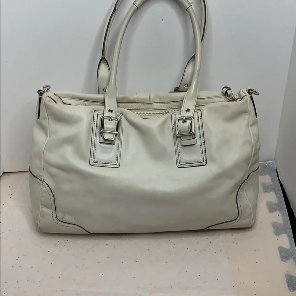 Coach Hampton -F13811 White Leather Satchel